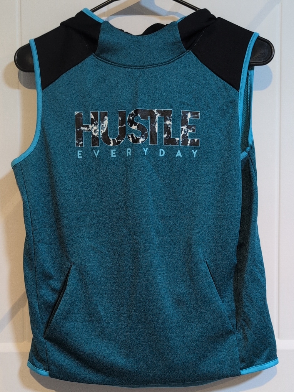 Hustle Everyday Sleeveless Hoodie Vest - Teal/Black